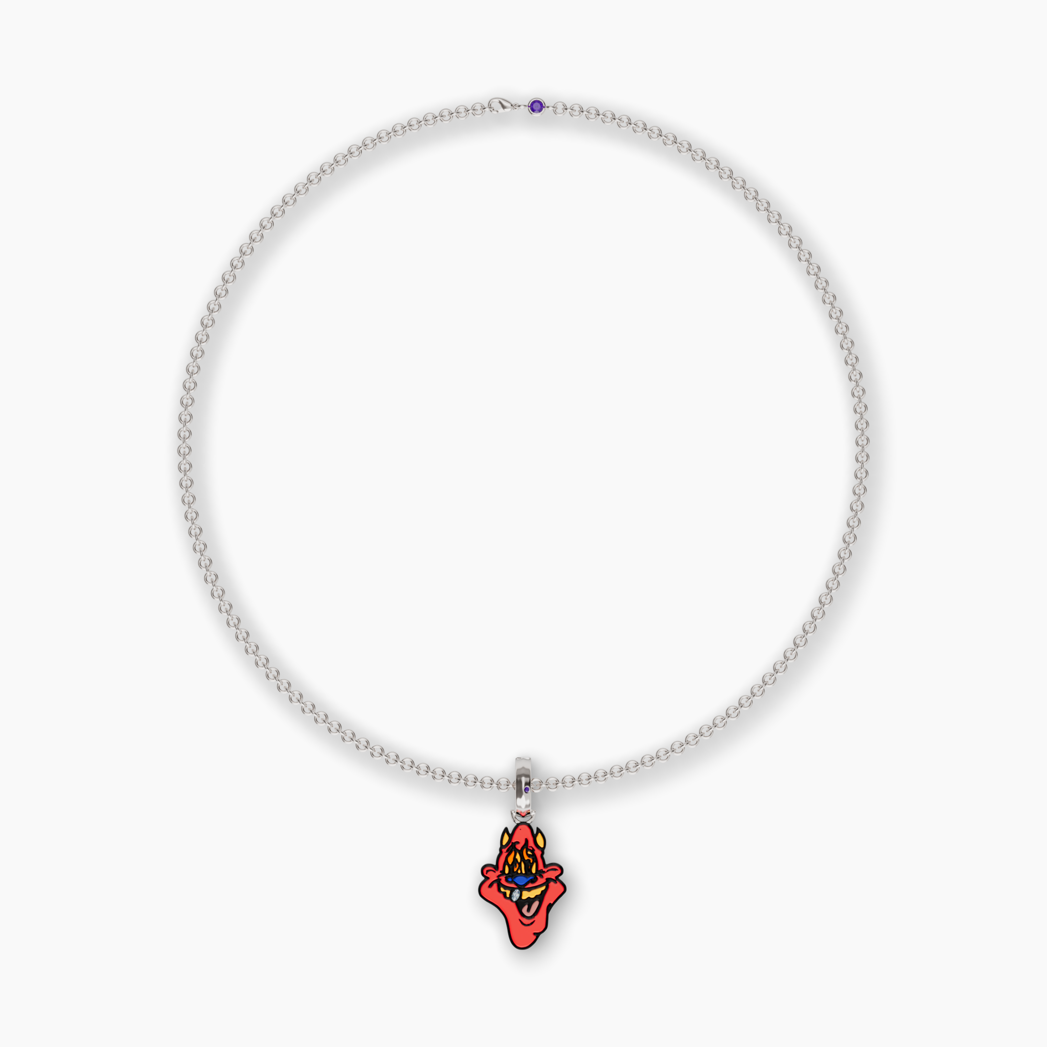 Skip Enamel Charm with GRWN Diamond on a Rolo Chain