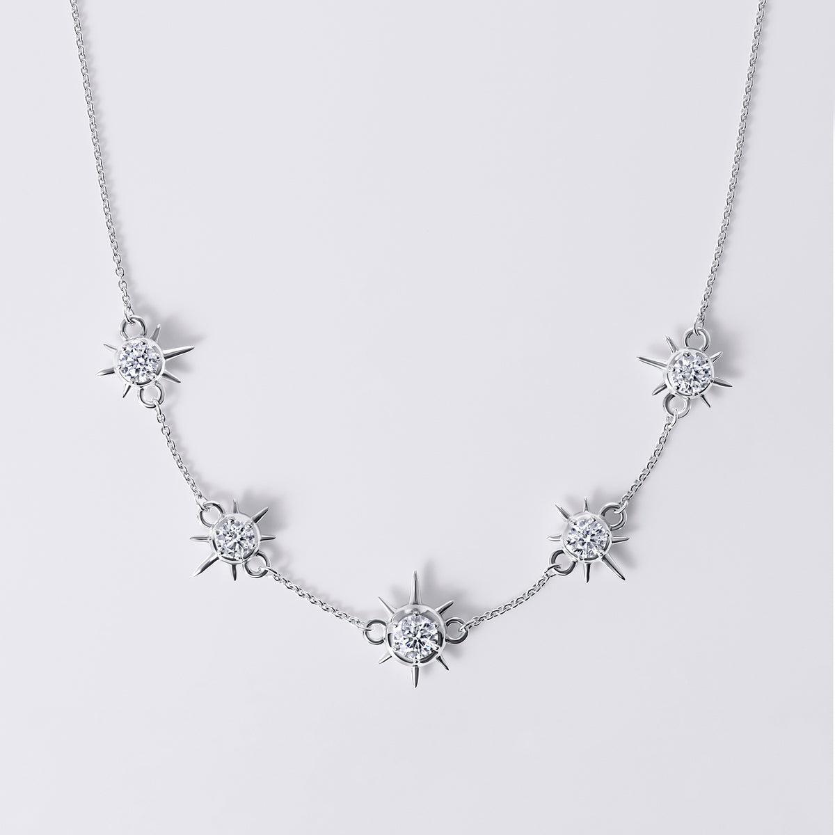 Solaris 5 Station White Diamond Necklace