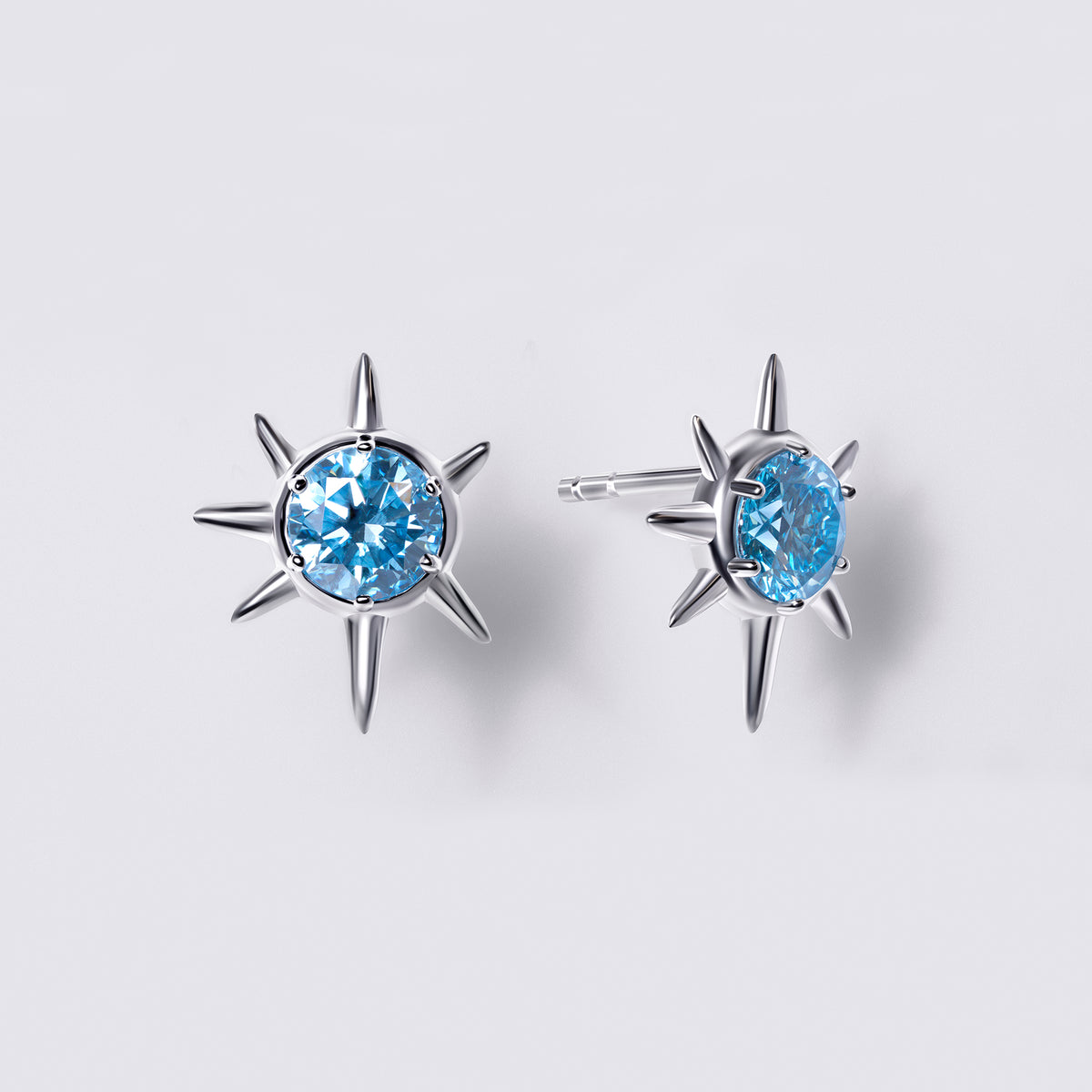 Solaris Blue Diamond Sun Motif Studs