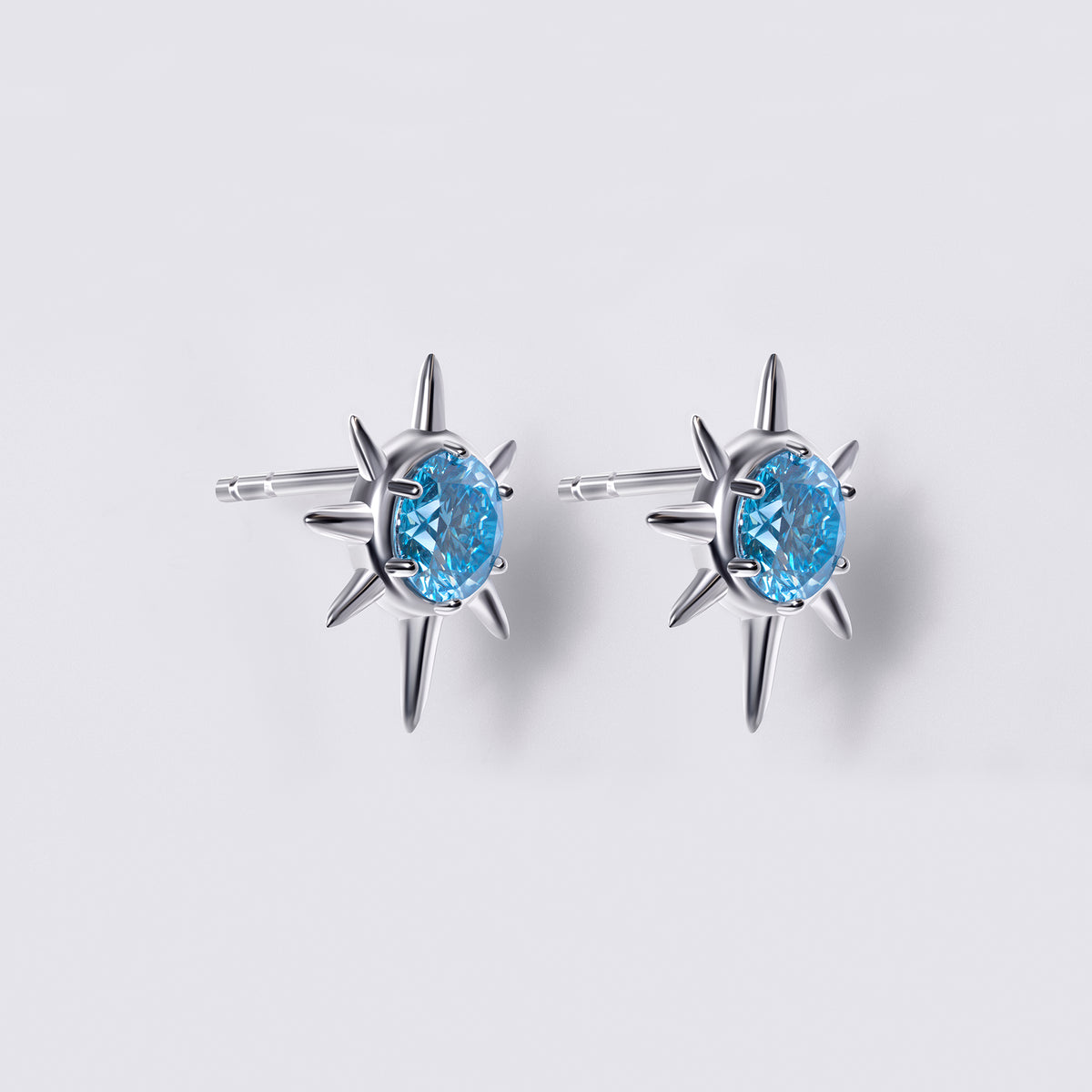 Solaris Blue Diamond Sun Motif Studs