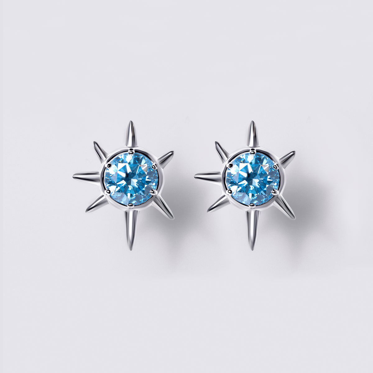 Solaris Blue Diamond Sun Motif Studs