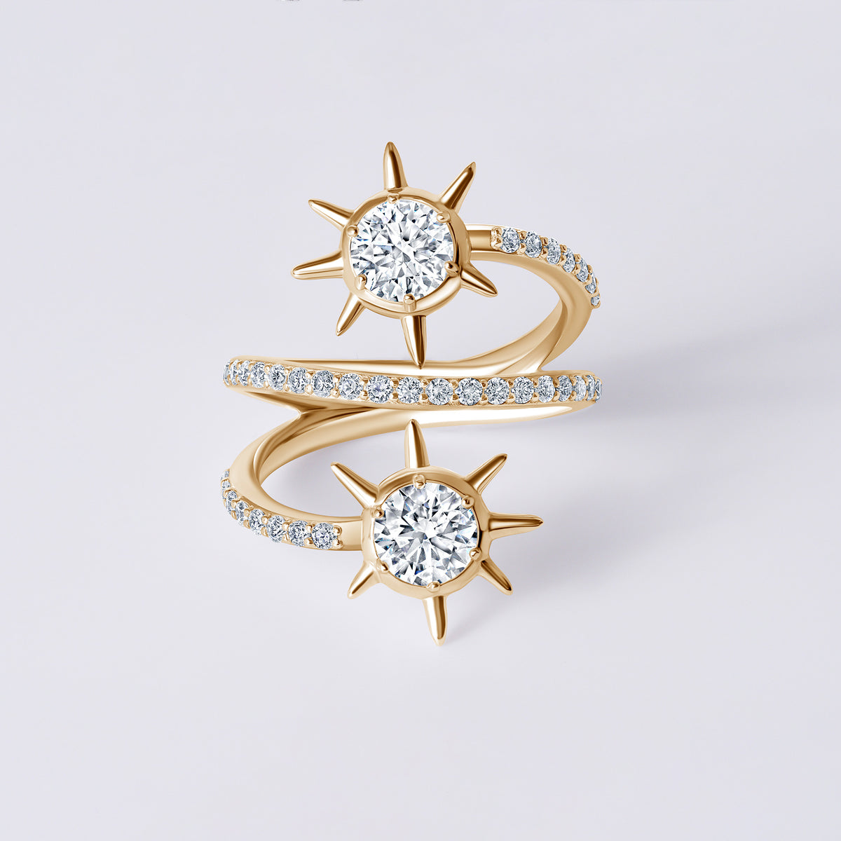 Solaris White Diamond Wrap Ring (2CTW), 18K Yellow Gold Vermeil