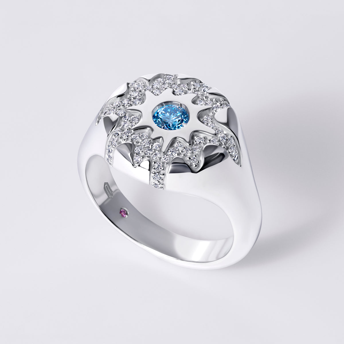 Solaris Blue Diamond Pave Signet Ring