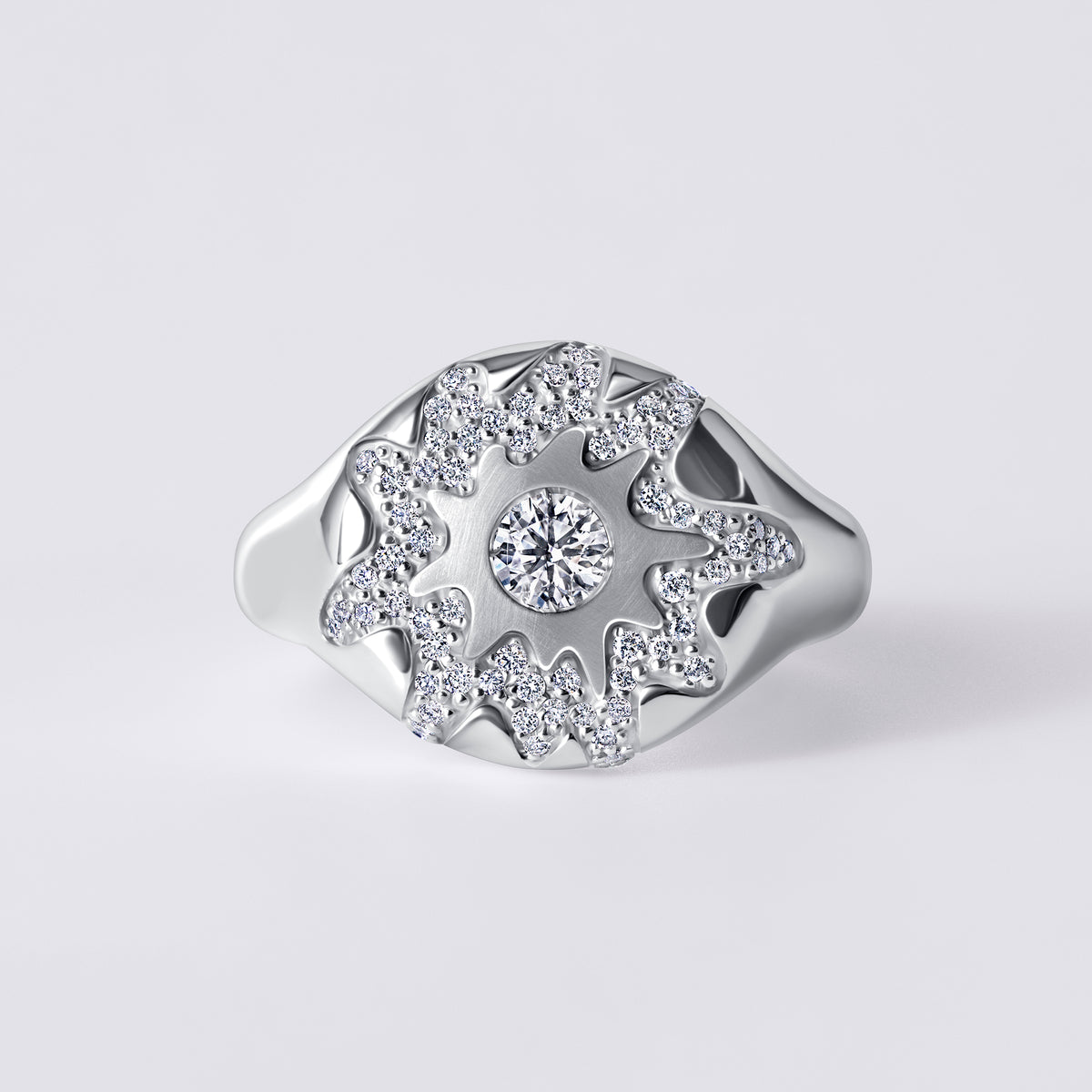 Solaris White Diamond Pave Signet Ring
