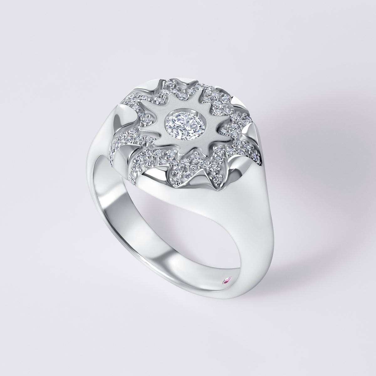 Solaris White Diamond Pave Signet Ring