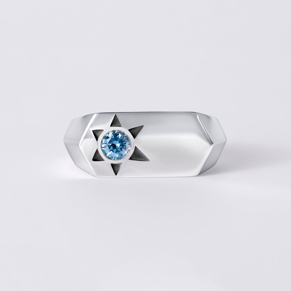 Solaris Blue Diamond Bar Ray Ring