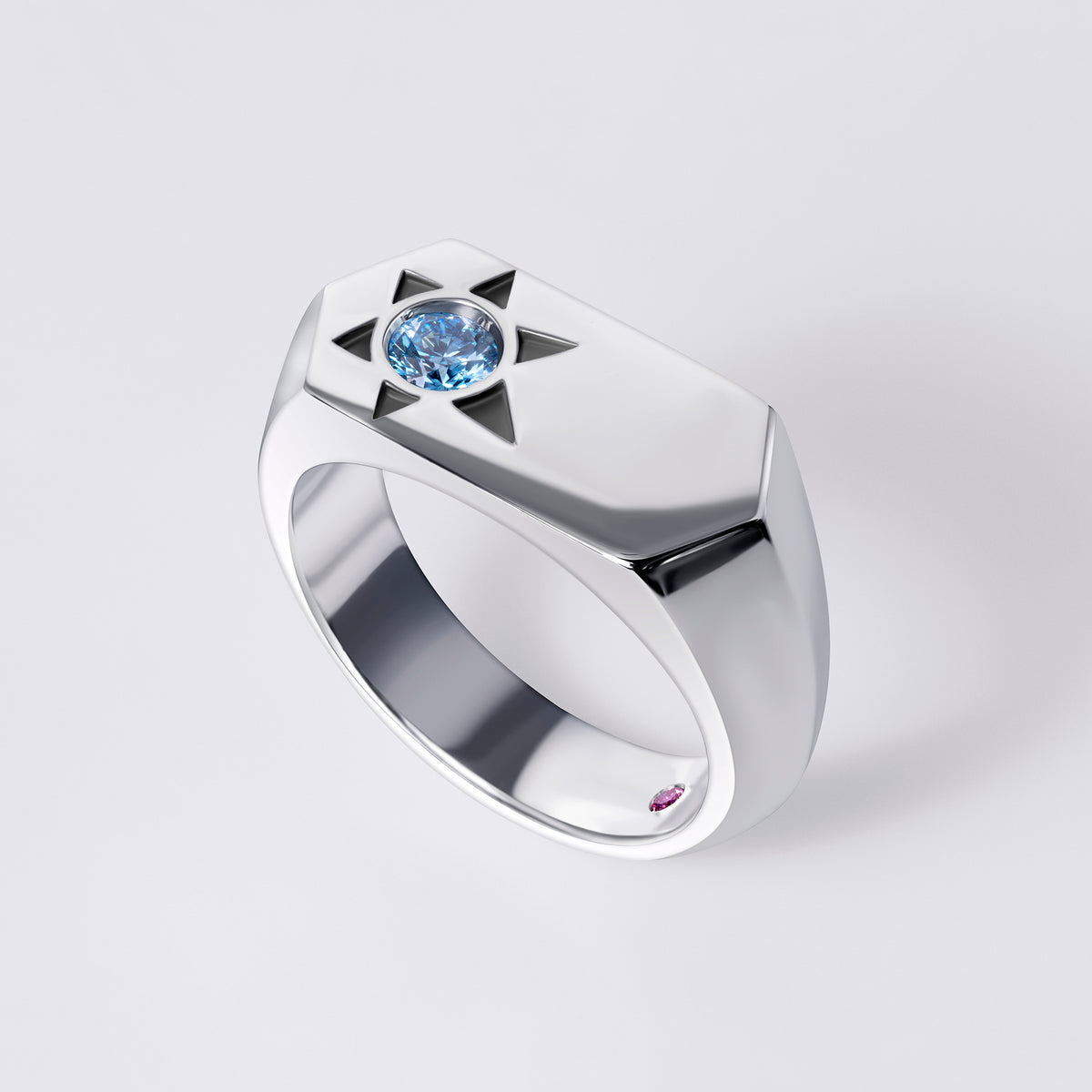 Solaris Blue Diamond Bar Ray Ring