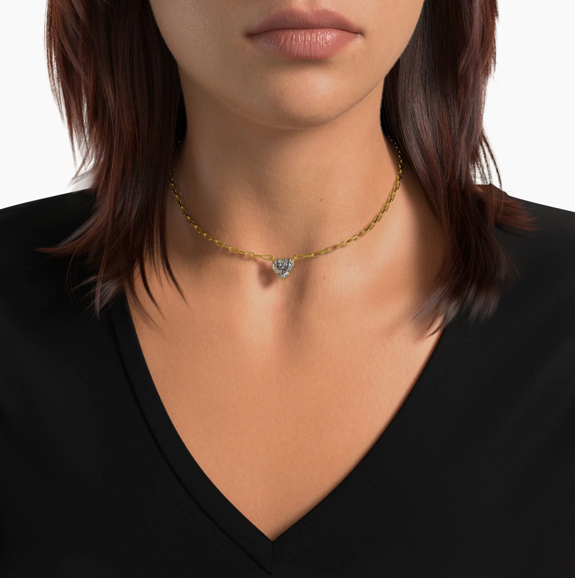 Bezel Set Heart Lab Diamond Necklace, Yellow Gold Vermeil