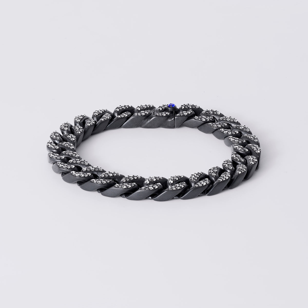 Noir Pave Cuban Bracelet with Removable Links, Black Titanium