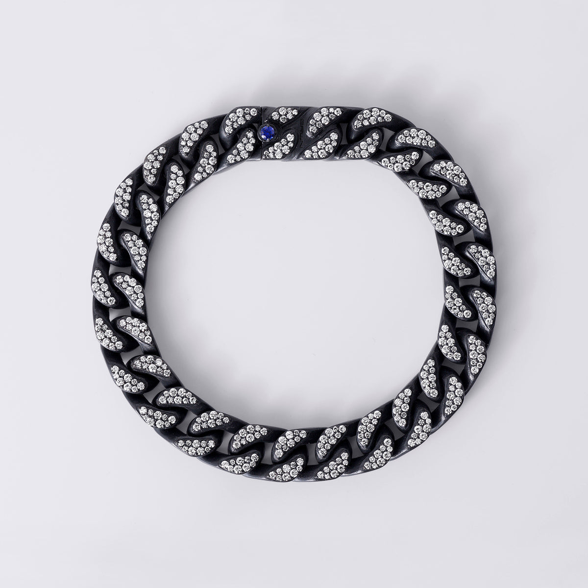 Noir Pave Cuban Bracelet with Removable Links, Black Titanium