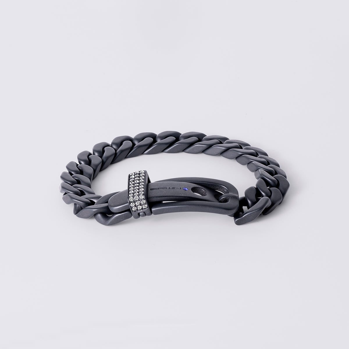 Noir Cuban Buckle Bracelet, Black Titanium
