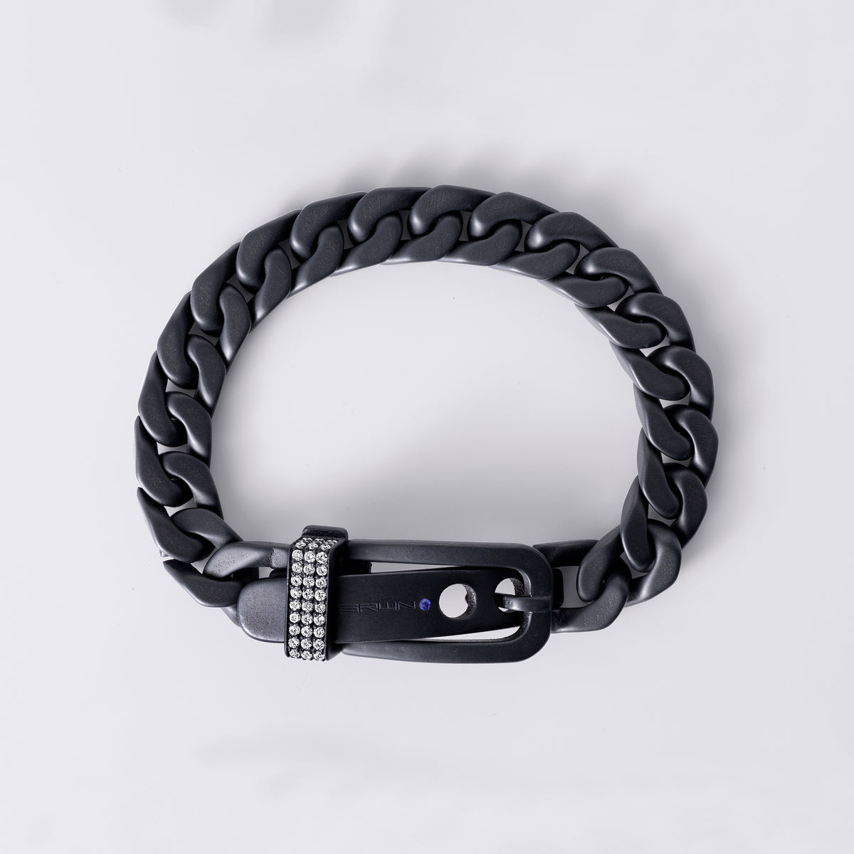 Noir Cuban Buckle Bracelet, Black Titanium