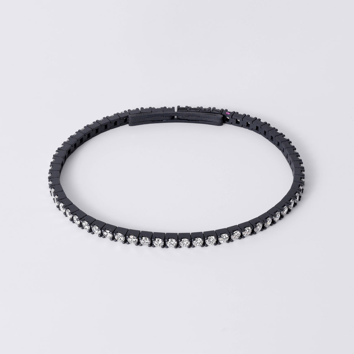 Noir Black Titanium Tennis Bracelet with Large Diamonds
