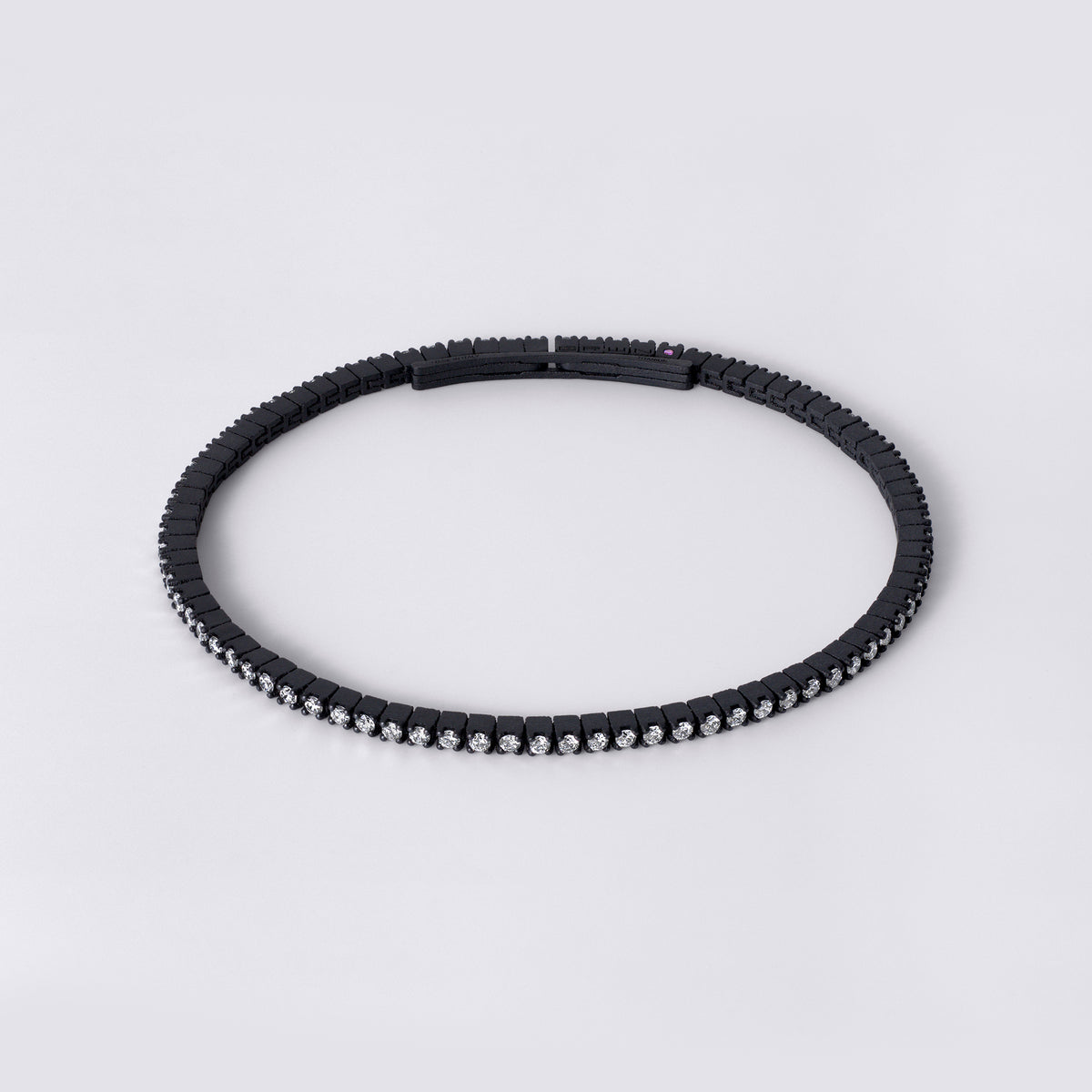 Noir Black Titanium Tennis Bracelet with Small Diamonds
