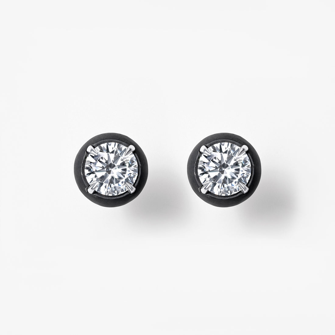 Round Diamond Titanium Stud Earrings