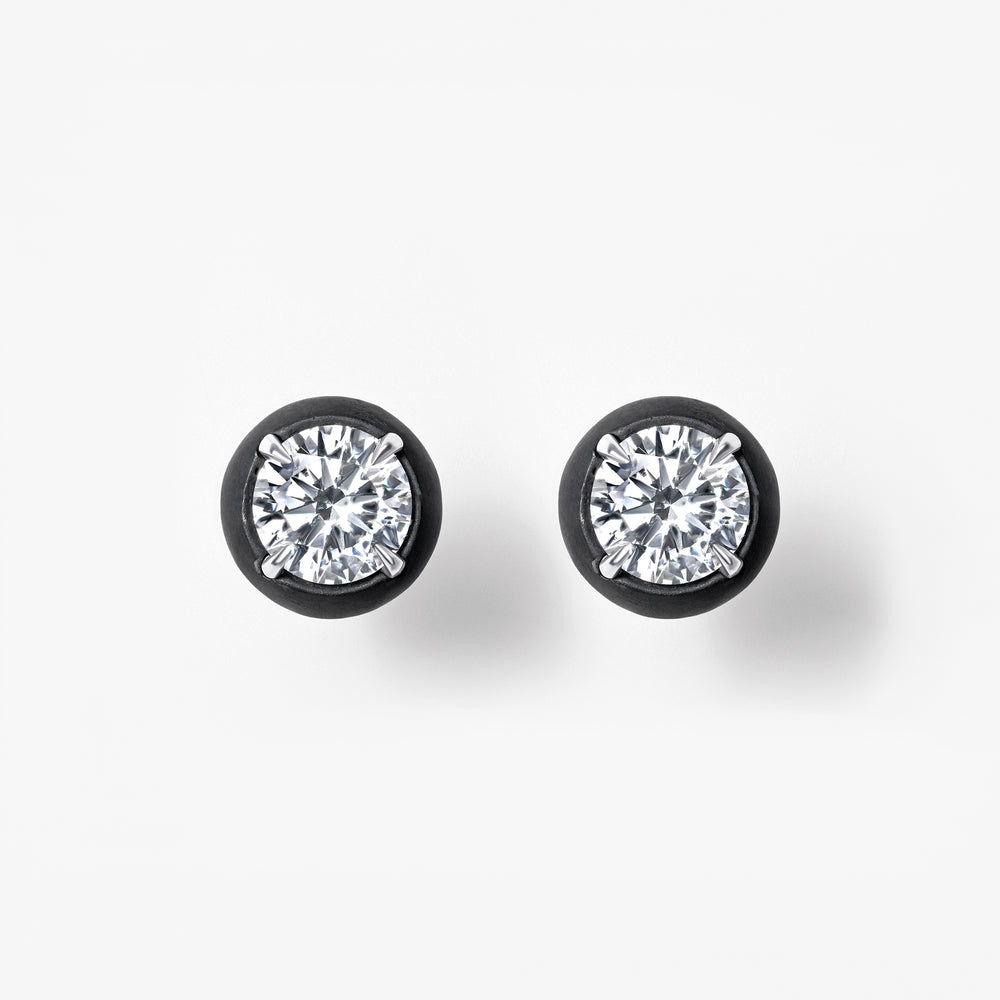 Round Diamond Titanium Stud Earrings