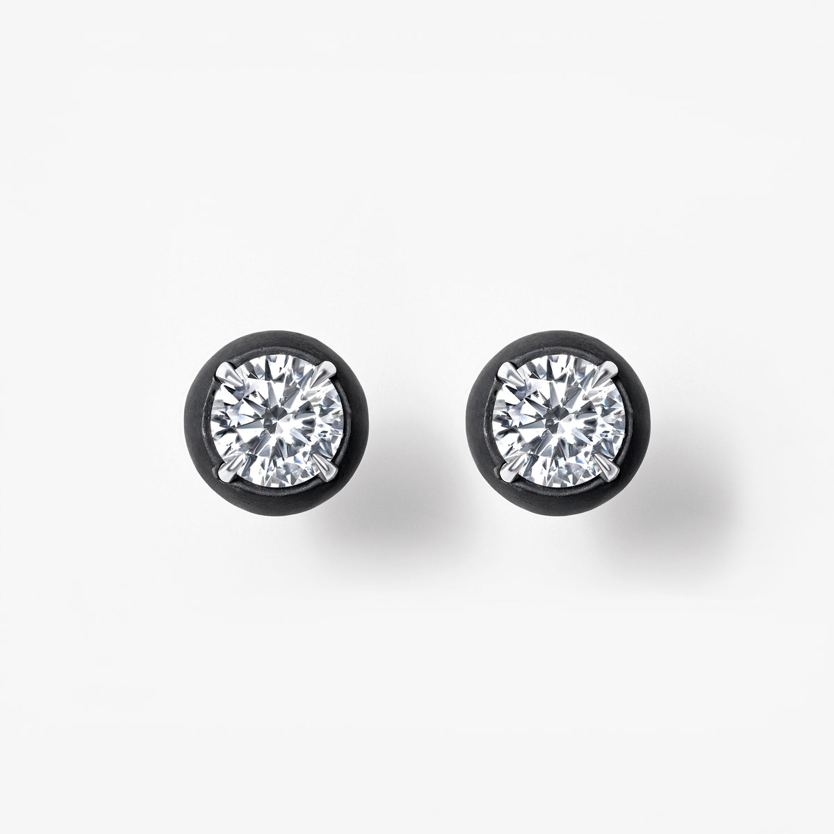Noir Round Diamond Black Disk Stud Earrings
