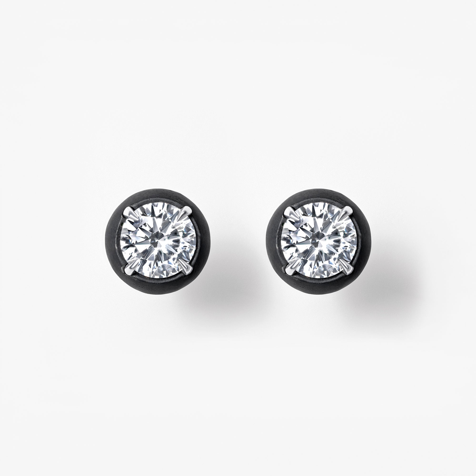 Noir Round Diamond Black Disk Stud Earrings
