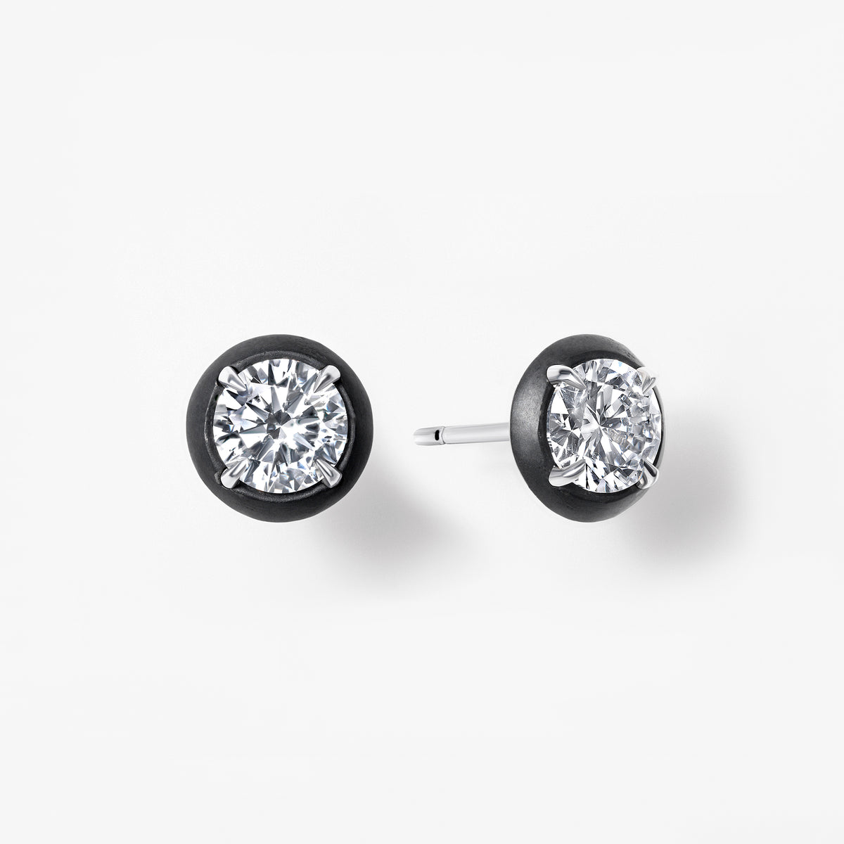 Noir Round Diamond Black Disk Stud Earrings