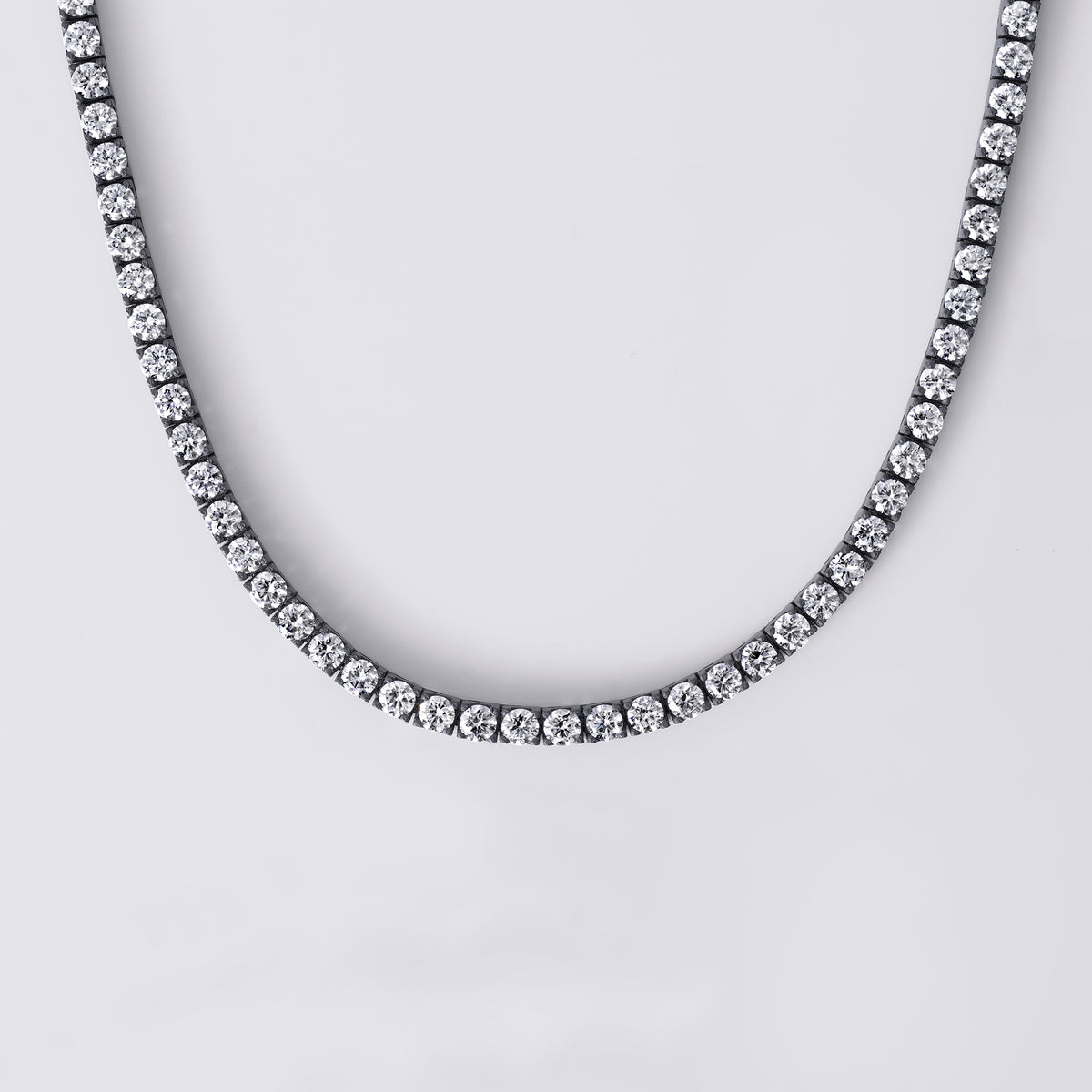 Noir Round 4 Prong Tennis Necklace (24 1/4CTW), Black Titanium