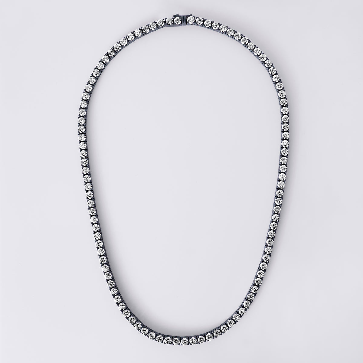 Noir Round 4 Prong Tennis Necklace (24 1/4CTW), Black Titanium