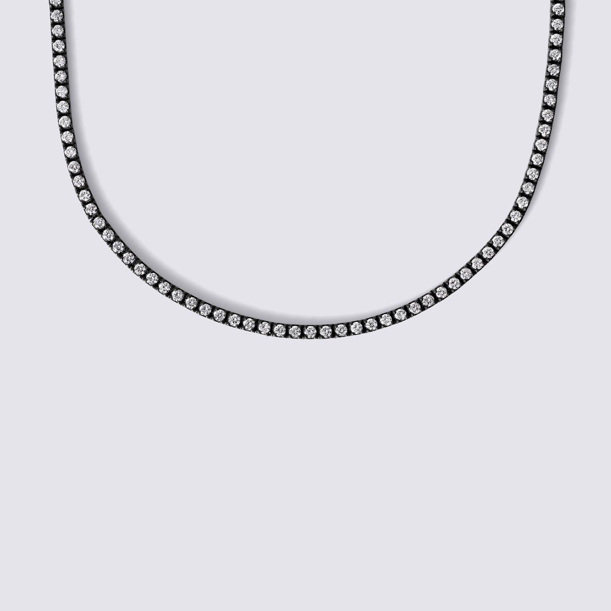 Noir Round Diamond Black 4 Prong Tennis Necklace