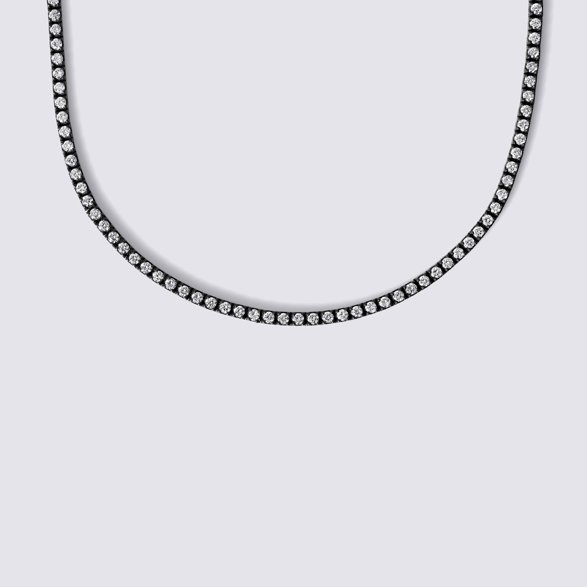 Noir Round Diamond Black 4 Prong Tennis Necklace