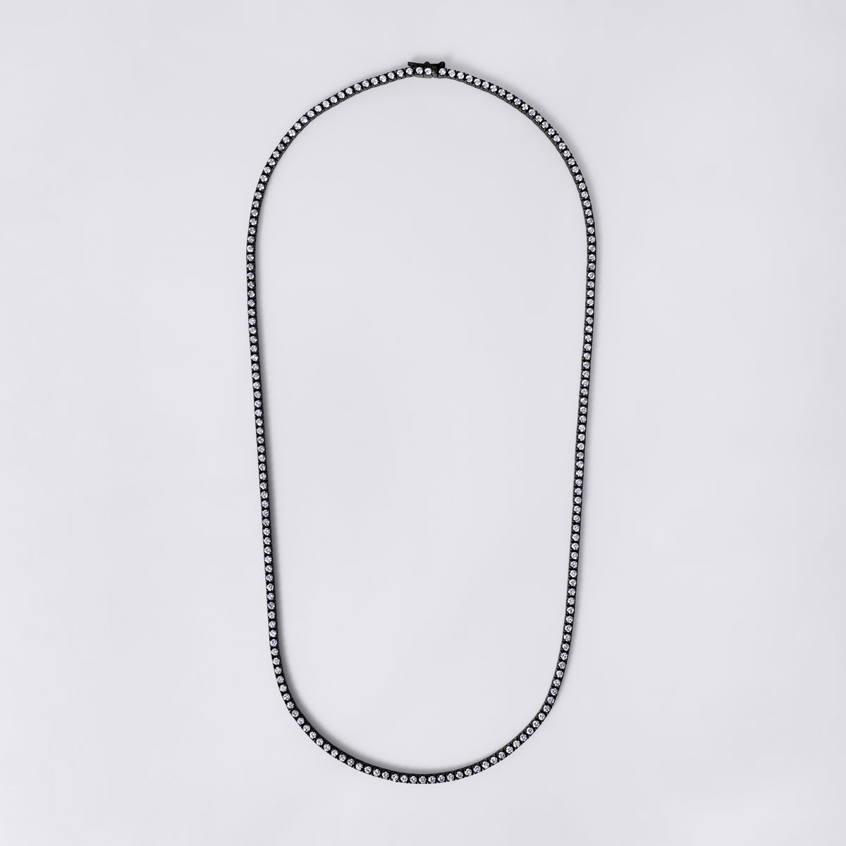 Noir Round Diamond Black 4 Prong Tennis Necklace