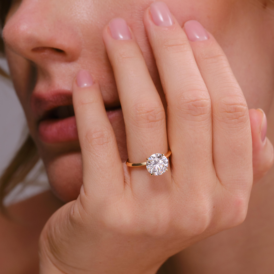 Mira 3.08CT Round Solitaire Engagement Ring, Yellow Gold