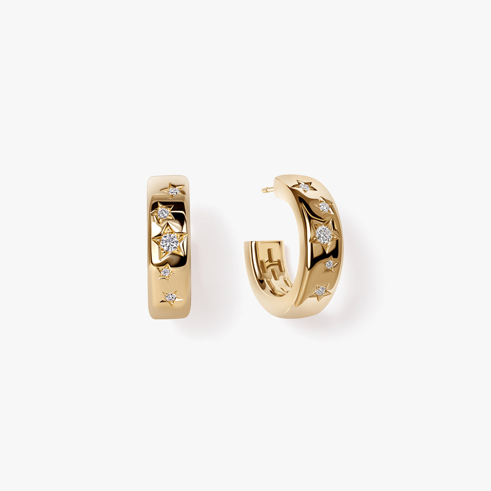 Star-Set Diamond Hoop Earrings