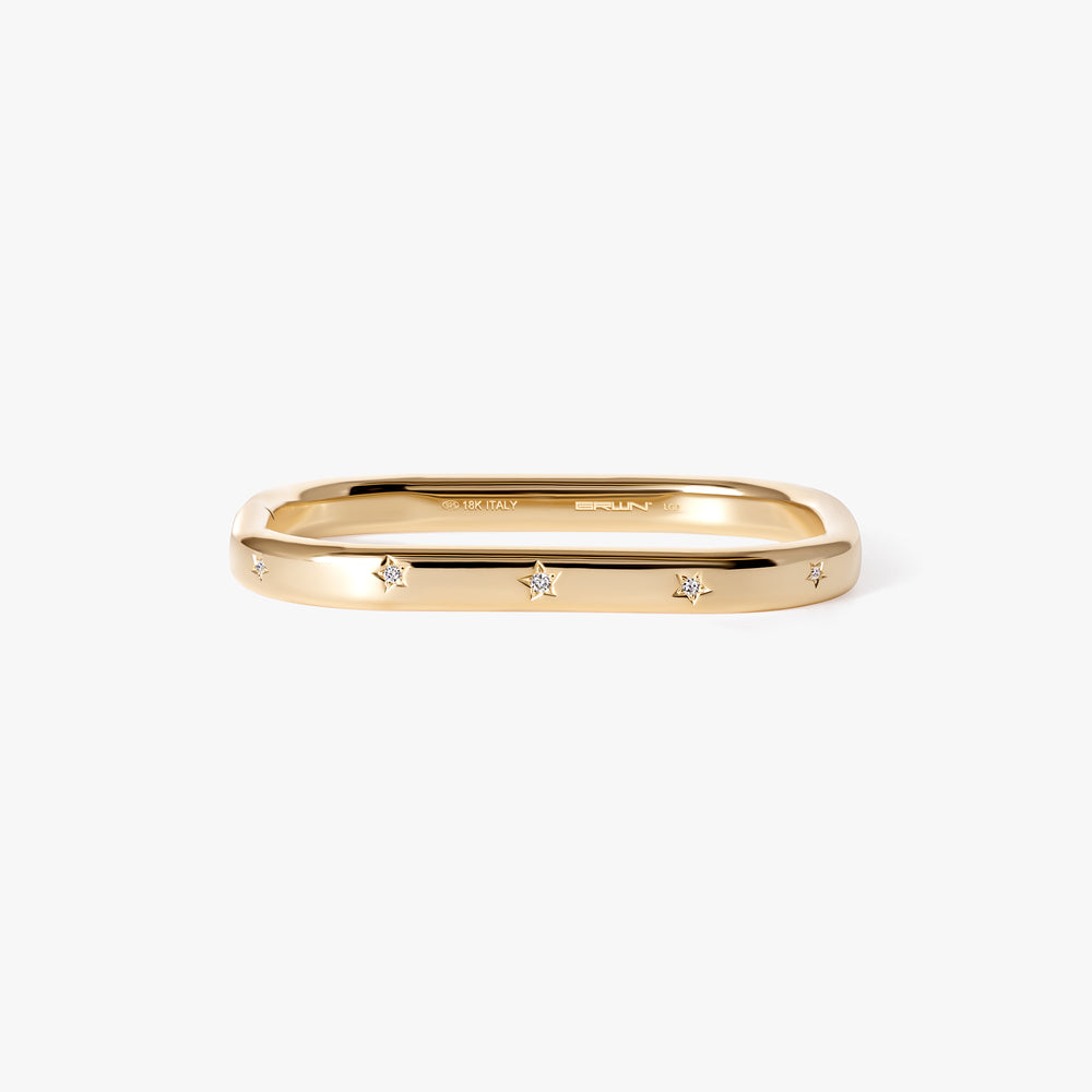 Star-Set Diamond Square Bangle Bracelet