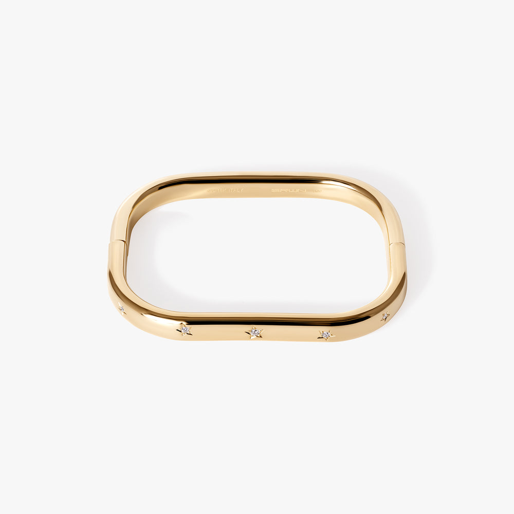 Star-Set Diamond Square Bangle Bracelet