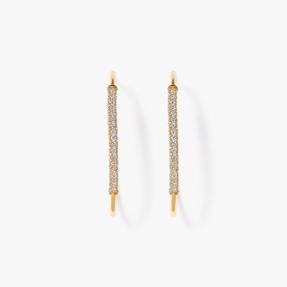 Pave Diamond Bar Hoop Earrings