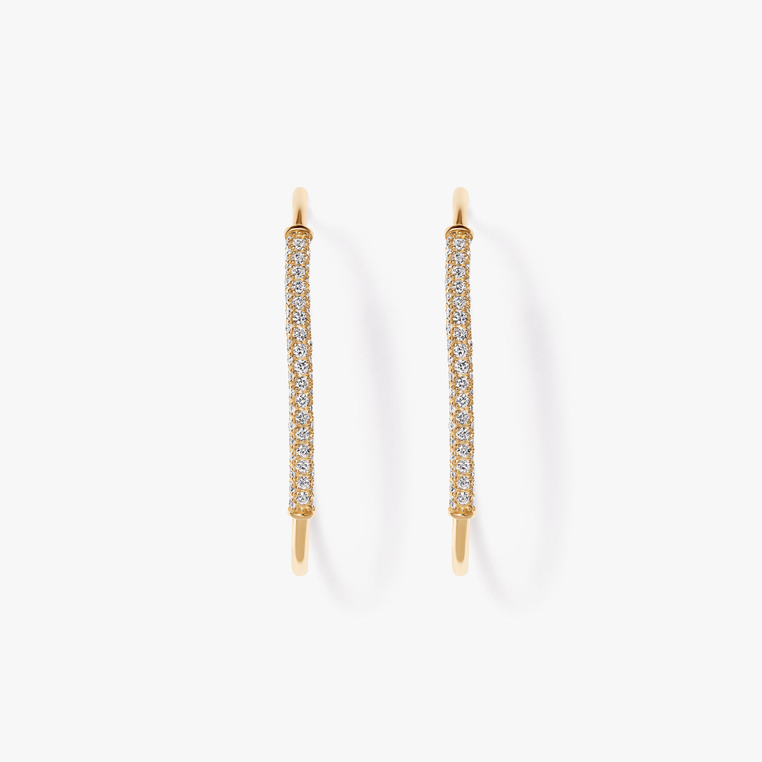 Pave Diamond Bar Hoop Earrings