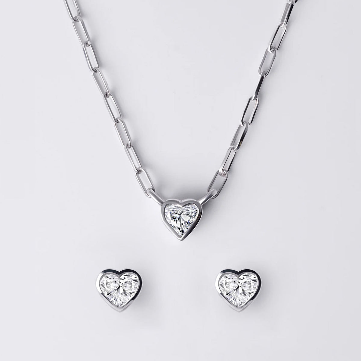 Bezel-Set Heart Sterling Silver Bundle